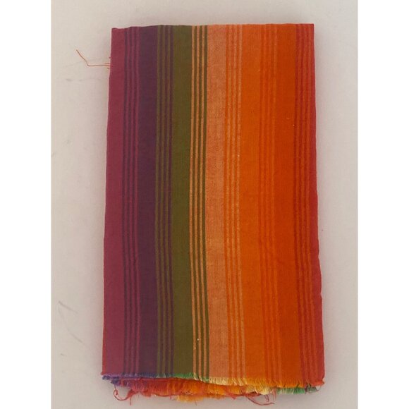 VTG Fabric Stripe Boho Orange Pink Purple Green Quilting Sewing Cloth Arts Craft - Picture 7 of 8